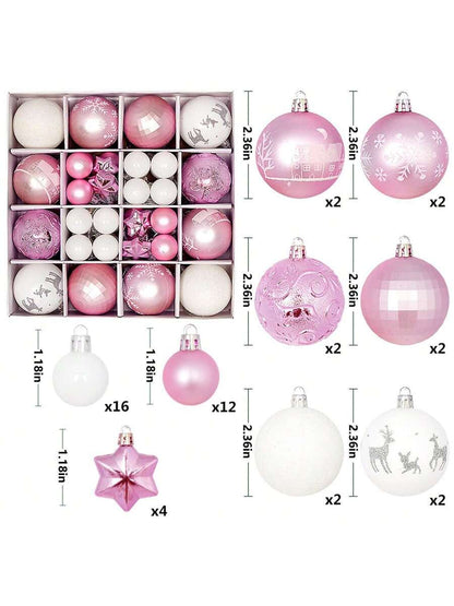 44pcs Sequined Christmas Tree Ball Ornaments, Glitter Decorative Holiday Tree Baubles, Perfect for Christmas Parties and Home Decoration