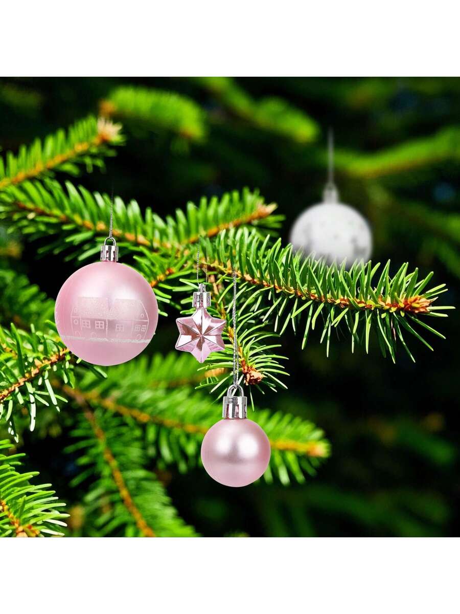 44pcs Sequined Christmas Tree Ball Ornaments, Glitter Decorative Holiday Tree Baubles, Perfect for Christmas Parties and Home Decoration