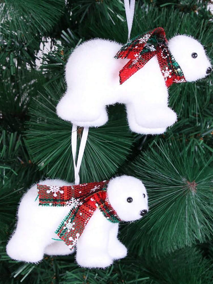 White Polar Bear Christmas Tree Ornament, Cute Hanging Pendant for Home or Office, Adorable Small Holiday Decoration for Kids and Family