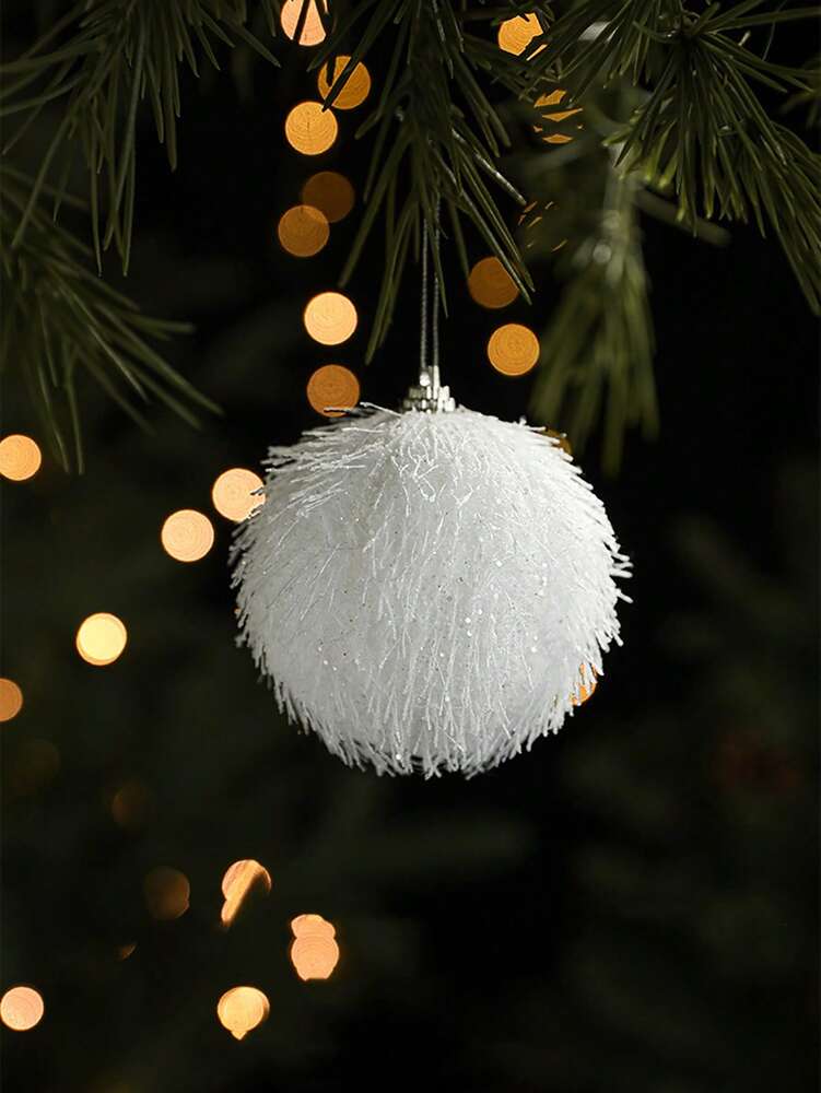6pcs White Sparkling Foam Christmas Balls, Lightweight Decorative Ornaments for Trees, Weddings, and Holiday Party Decoration Displays