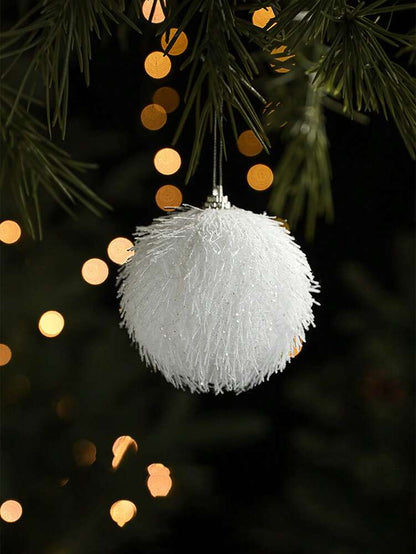 6pcs White Sparkling Foam Christmas Balls, Lightweight Decorative Ornaments for Trees, Weddings, and Holiday Party Decoration Displays