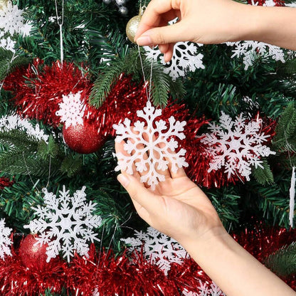 36pcs Plastic White Snowflake Ornaments, Durable Christmas Hanging Decorations, Elegant Winter Decor for Trees, Windows, and Festive Home Ambience