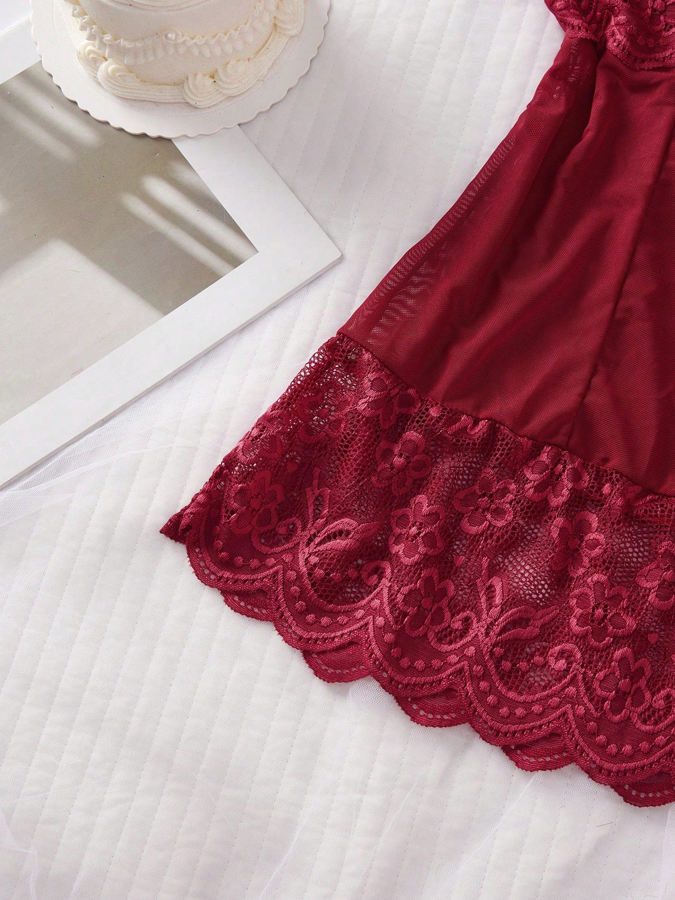 Adjustable Spaghetti Strap Lace Patchwork Deep V Nightgown Mini Dress