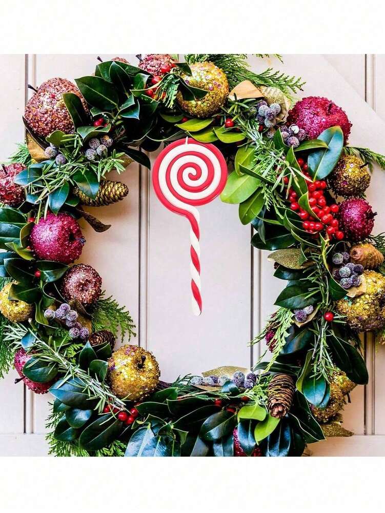 5pcs 5-Inch Christmas Candy Ornaments, Red and White Lollipop Decorations, Fun Hanging Props for Christmas Trees, Fireplaces, and Holiday Scenes