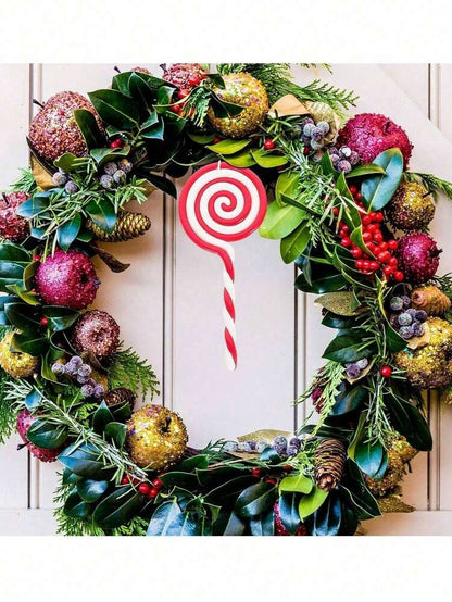 5pcs 5-Inch Christmas Candy Ornaments, Red and White Lollipop Decorations, Fun Hanging Props for Christmas Trees, Fireplaces, and Holiday Scenes