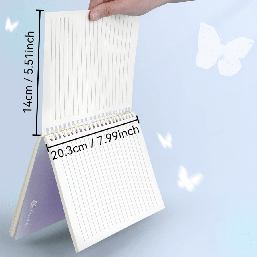 4pcs A5 Spiral Notebooks Set, 120 Pages Each, Butterfly and Love Letter Design, Elegant Lined Journals for School or Office Supplies