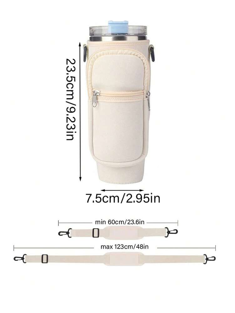 Portable 40oz Tumbler Cup Case with Adjustable Strap, Dual Storage Pockets for Travel or Outdoor Use, Functional Fitness Cup Cover and Wallet Combo