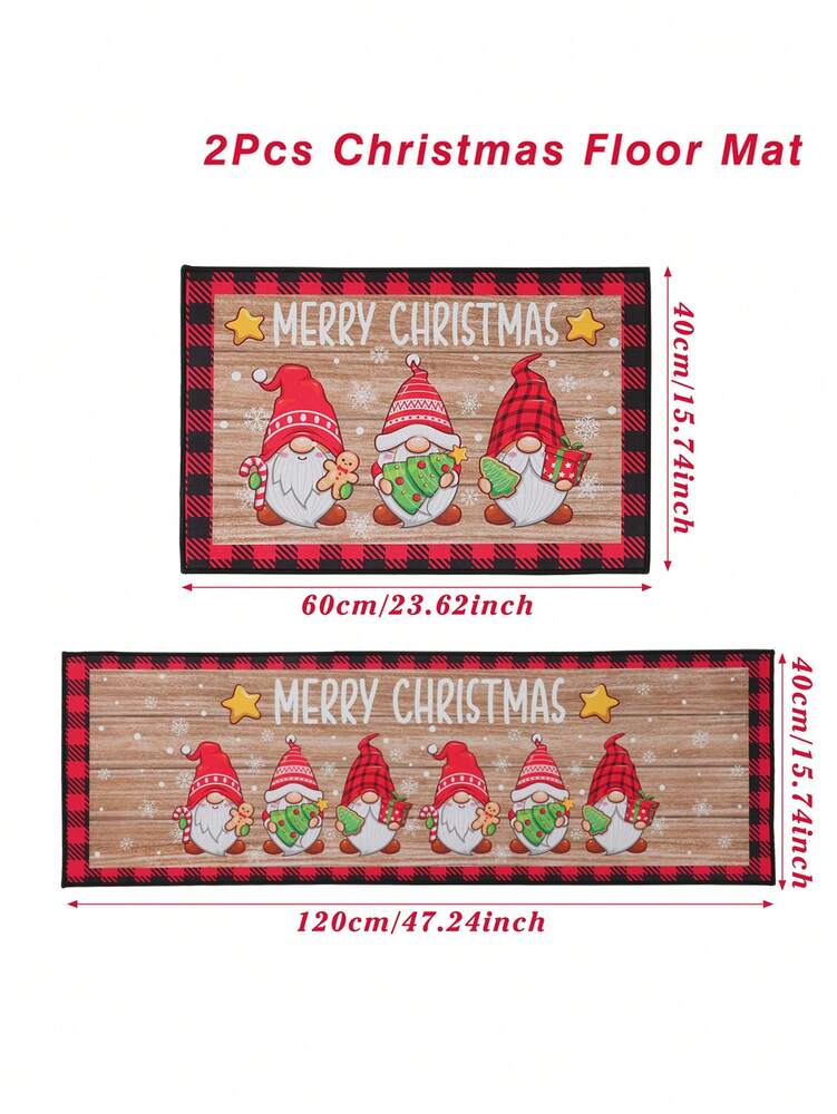 2pcs Merry Christmas Doormat Set, Gnome and Snowflake Design, Non-Slip Washable Floor Mats for Kitchen, Entryway, or Holiday Home Decoration 2026