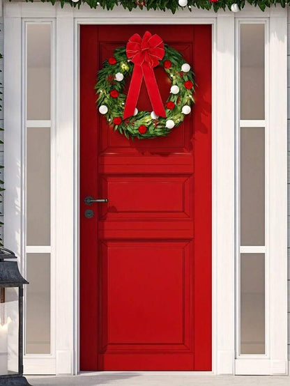 Red Velvet Ribbon with Christmas Tree Decoration, Elegant Holiday Gift Wrapping Ribbon for Birthday, Wedding, or Festive Packaging