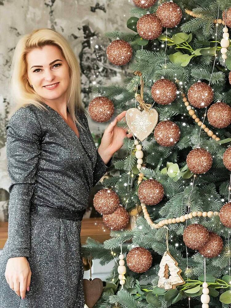 12pcs Champagne Christmas Ball Ornaments, 3.15-Inch Shatterproof Baubles, Elegant Tree Decorations for Weddings, Holidays, and Party Displays