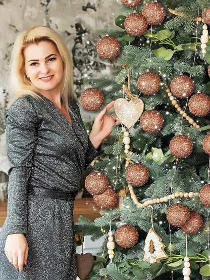 12pcs Champagne Christmas Ball Ornaments, 3.15-Inch Shatterproof Baubles, Elegant Tree Decorations for Weddings, Holidays, and Party Displays