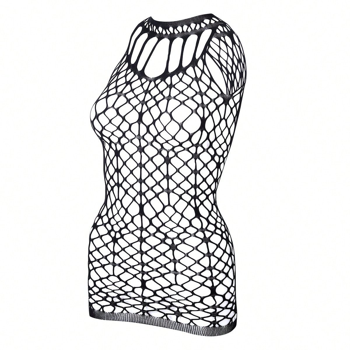 Fishnet Mesh Camisole Slip Dress Lace Jumpsuit