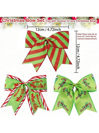 6-Piece Red and Green Christmas Ribbon Set, Large Decorative Wreath and Tree Ribbons for Gift Wrapping, Holiday Crafts, and Outdoor Christmas Decor