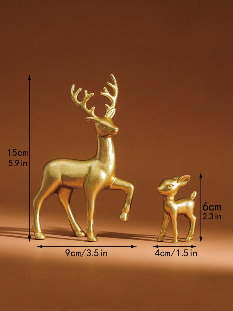 2pcs Gold Deer Sculptures, Mother and Baby Figurines for Room Decoration, Elegant Home Ornament Set, Perfect Birthday or Christmas Gift