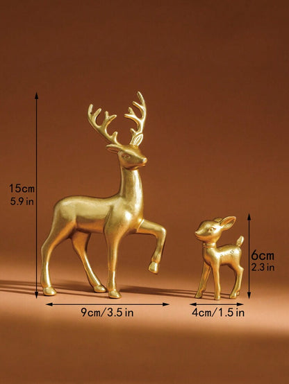 2pcs Gold Deer Sculptures, Mother and Baby Figurines for Room Decoration, Elegant Home Ornament Set, Perfect Birthday or Christmas Gift