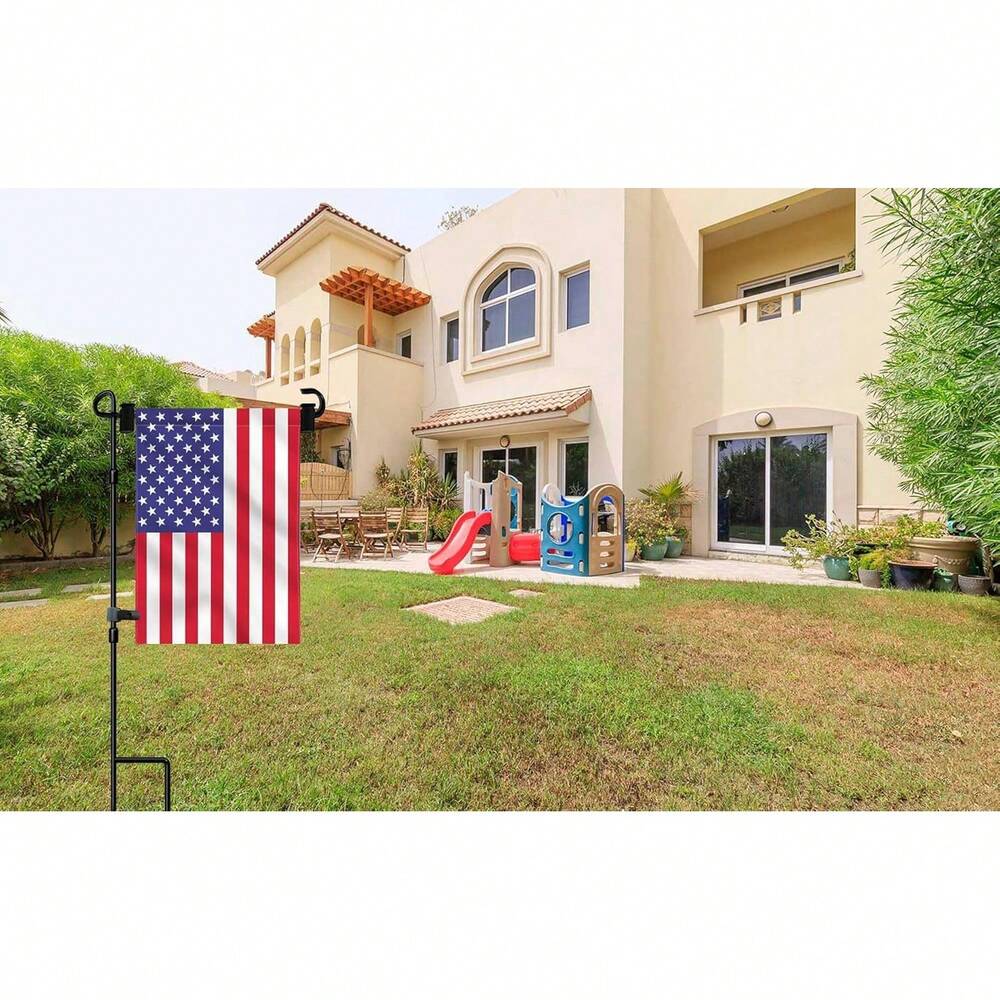 Garden Flag Stand Holder with Stopper and Clip, Powder-Coated Metal Pole for Outdoor Seasonal Flags, Weatherproof Yard and Lawn Decoration Display