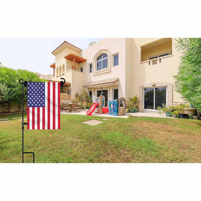 Garden Flag Stand Holder with Stopper and Clip, Powder-Coated Metal Pole for Outdoor Seasonal Flags, Weatherproof Yard and Lawn Decoration Display