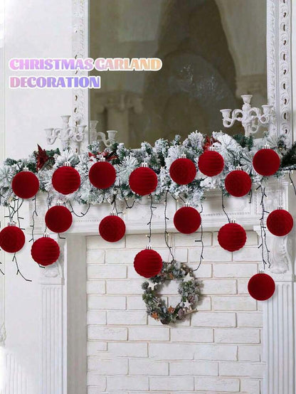 16pcs Velvet Christmas Ball Ornament Set, 2.8" Shatterproof Decorative Foam Spheres, Elegant Holiday Tree Decorations for Home Decor