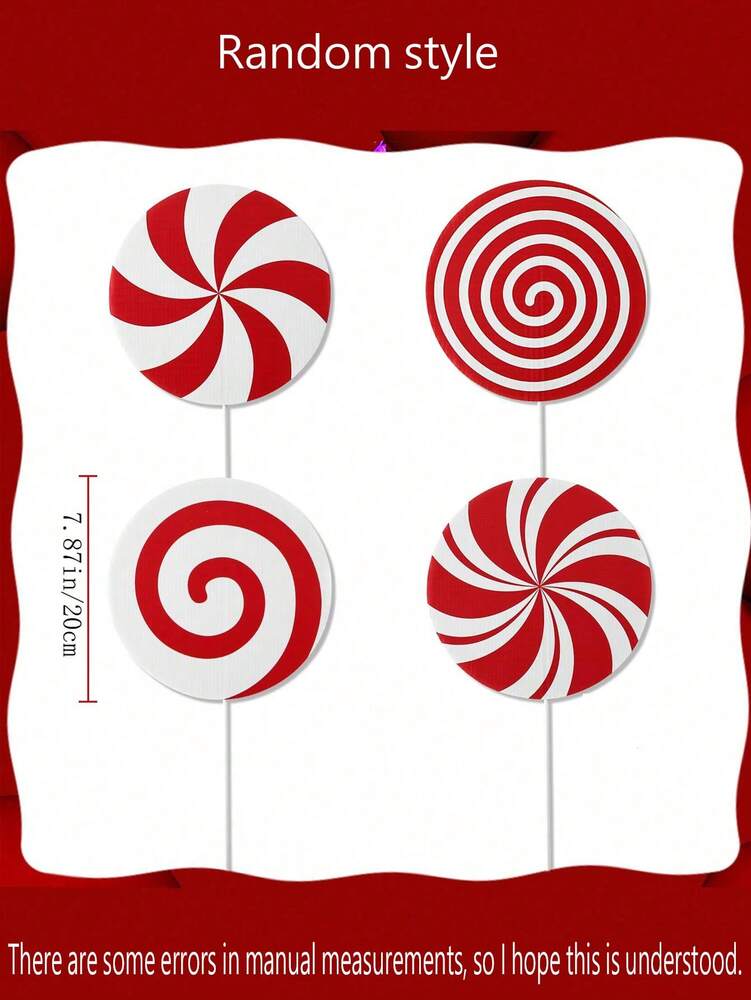 8pcs/4pcs/1pc Peppermint Lollipop Christmas Tree Picks, Red & White Candy Ornament Decorations for Holiday Trees, Floral Arrangements & Home Decor