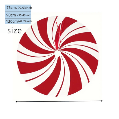 Peppermint Candy Christmas Tree Skirt, Rustic Red & White Swirl Design, Cozy Holiday Decoration for Living Room & Office