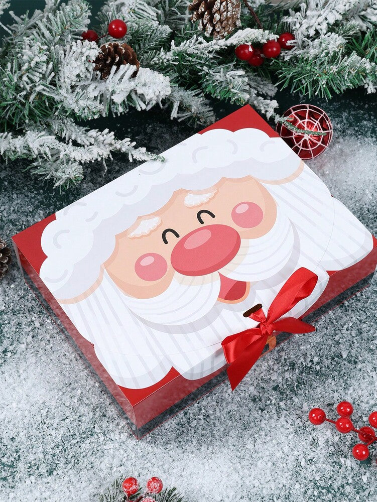 6pcs Christmas Gift Boxes with Ribbons, Santa Snowman & Reindeer Designs for Holiday Treats, Seasonal Packaging & Winter Home Decor