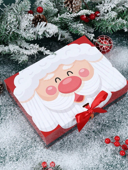 6pcs Christmas Gift Boxes with Ribbons, Santa Snowman & Reindeer Designs for Holiday Treats, Seasonal Packaging & Winter Home Decor