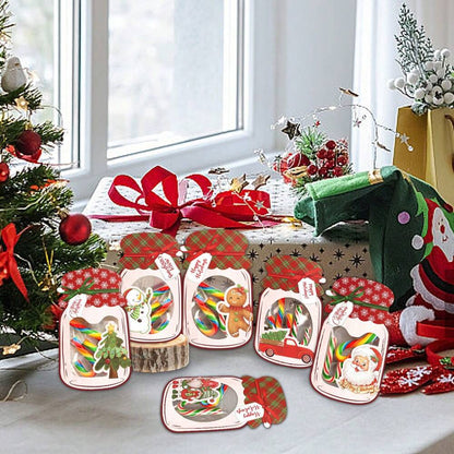 48-Pack Christmas Mason Jar Card and Treat Bag Set, Cute Holiday Party Favors for Classroom Activities, Gift Exchange, and Xmas Stocking Stuffers