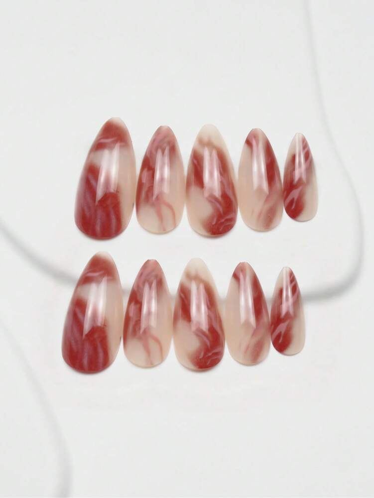 24pcs Medium Almond Press On Nails, Gradient Ombre Design, Elegant Full Cover Acrylic Nails For Women Summer Daily Nail Art Look