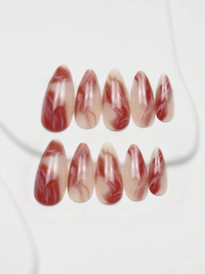 24pcs Medium Almond Press On Nails, Gradient Ombre Design, Elegant Full Cover Acrylic Nails For Women Summer Daily Nail Art Look