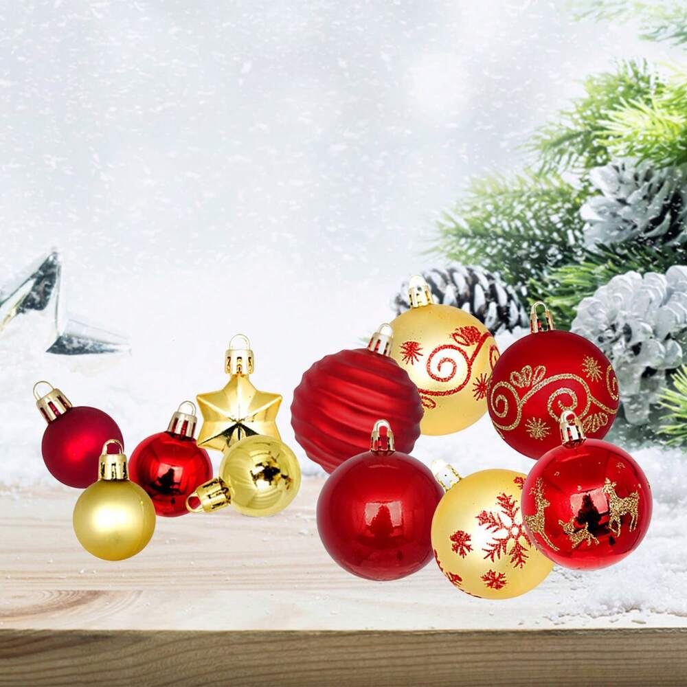 44pcs Sequined Christmas Tree Ball Ornaments, Glitter Decorative Holiday Tree Baubles, Perfect for Christmas Parties and Home Decoration