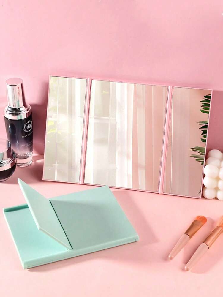 3-Sided Foldable Makeup Mirror, Ultra-Thin Portable Vanity Mirror for Travel or Home, Adjustable Compact Beauty Mirror Gift for Women (1pc)