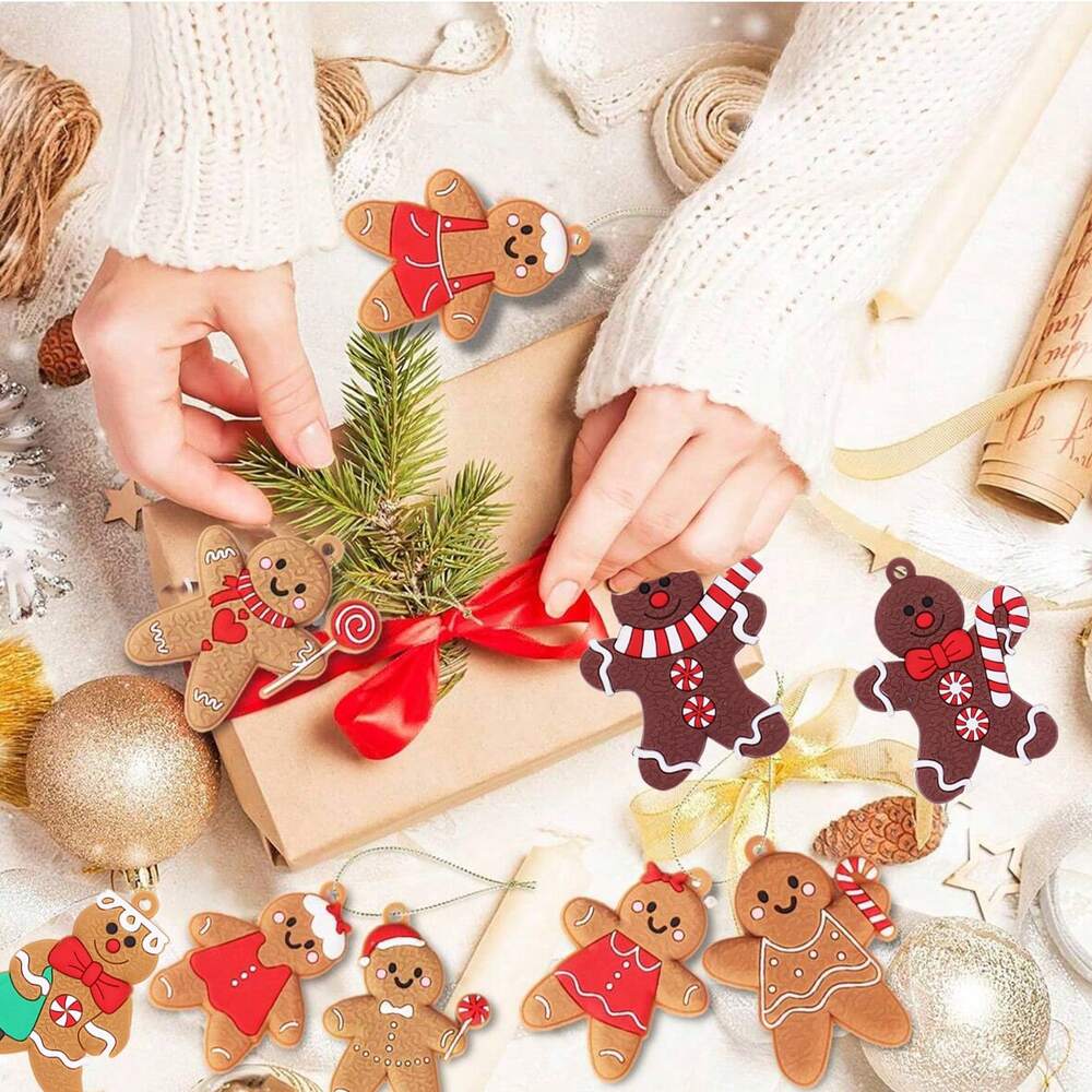 20pcs Gingerbread Ornaments for Christmas Tree, Cute Gingerbread Man Holiday Decorations for Tree & Home Decor