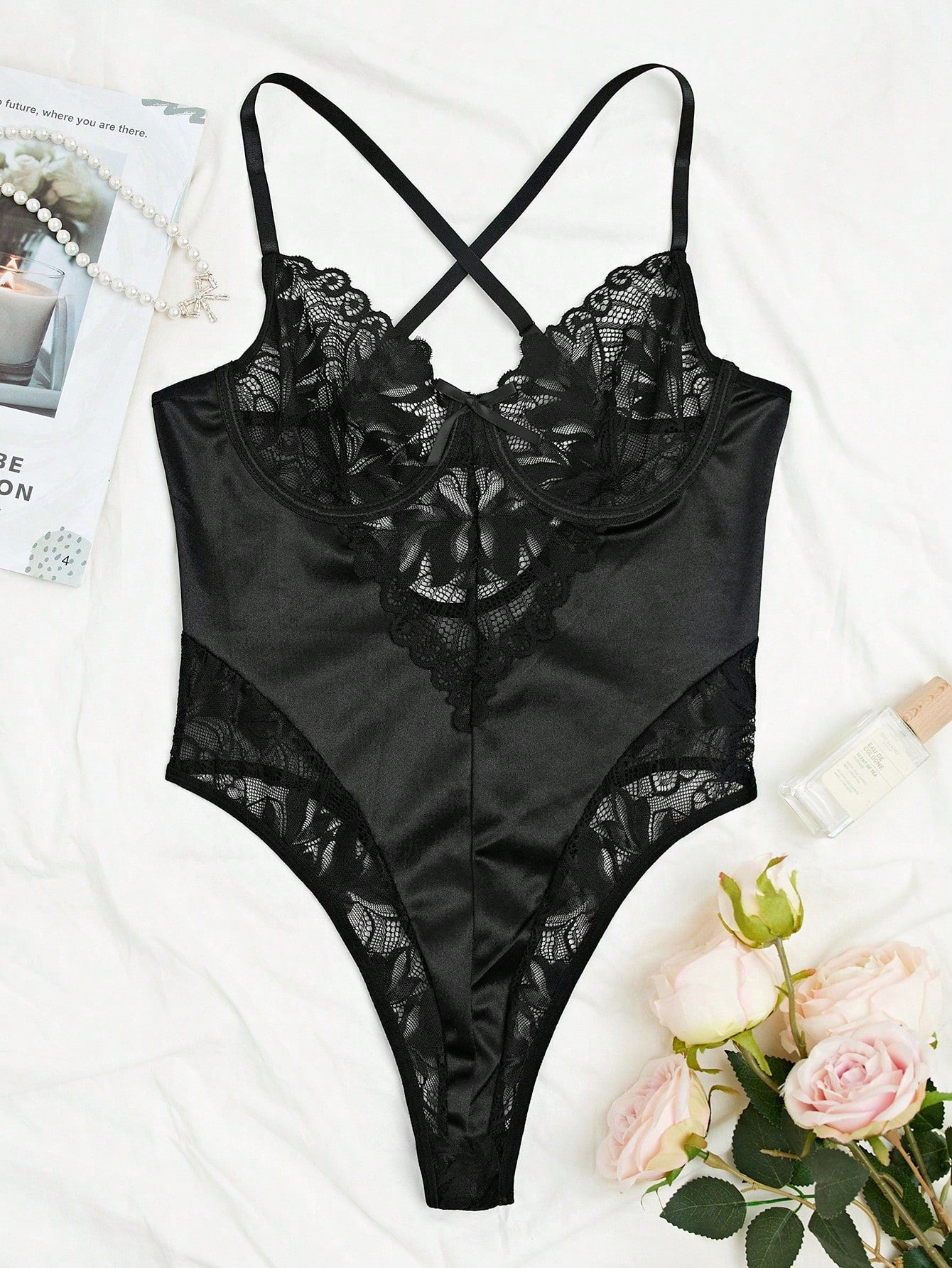 Cross Strap Lace Sexy Bodysuit Lingerie