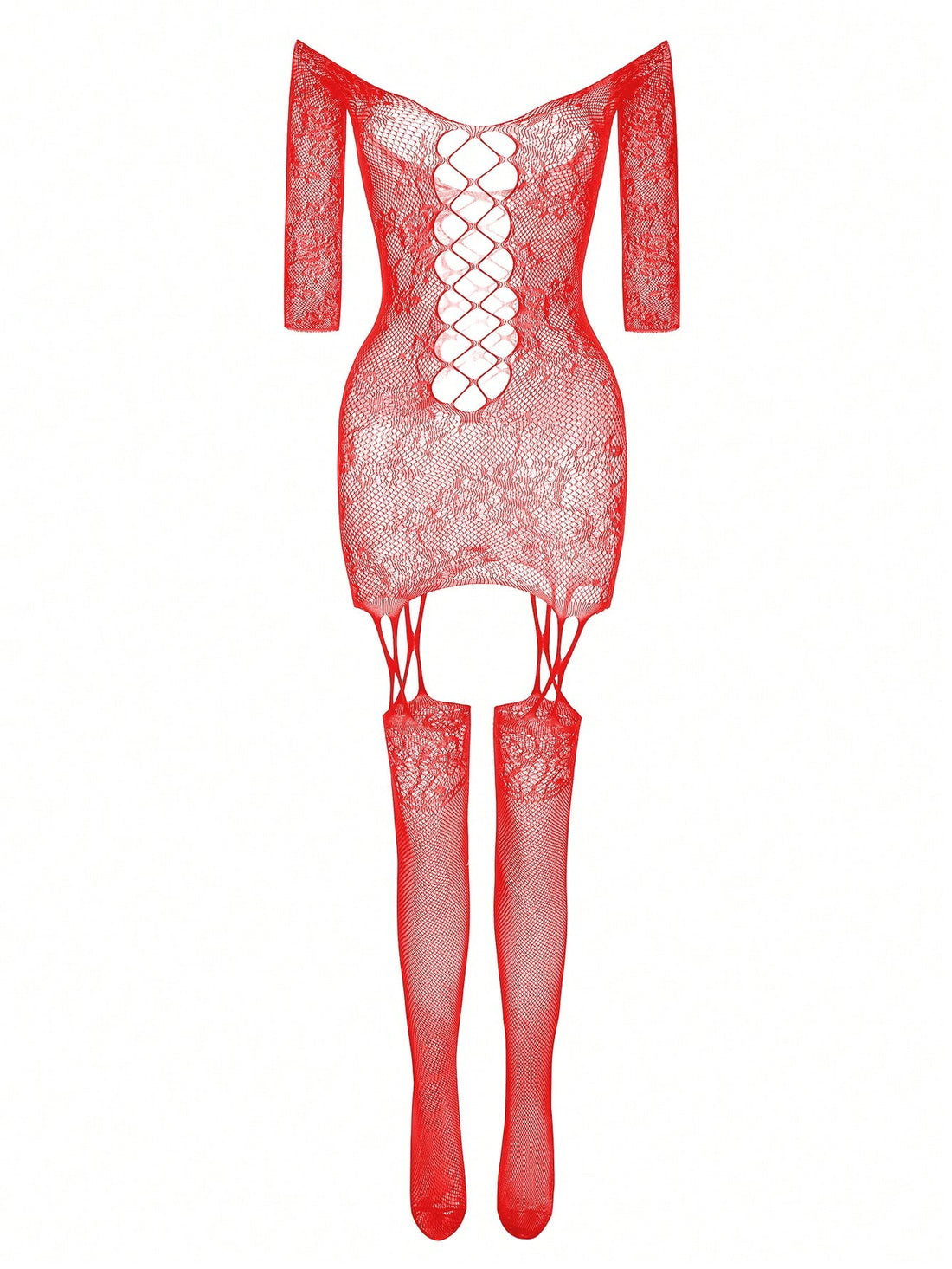 ChaseTheNight 1pc Sexy High Stretch Semi-Sheer Floral Printed Bodystocking, Suitable For Parties, Galas, Clubs, Plus Size