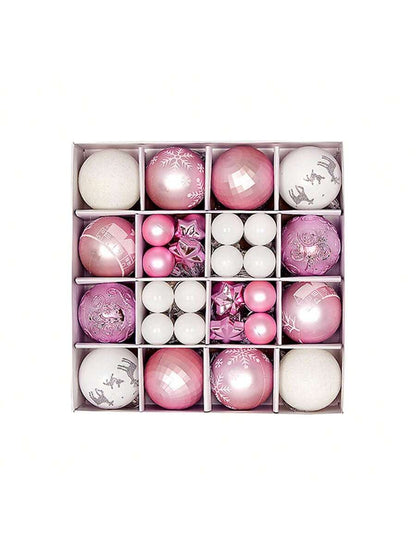 44pcs Sequined Christmas Tree Ball Ornaments, Glitter Decorative Holiday Tree Baubles, Perfect for Christmas Parties and Home Decoration