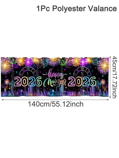 Santa Claus & Snowman Christmas Curtain Valance, 1–2 Piece Polyester Window Decor with Rod Pocket for Kitchen, Living Room or Bedroom