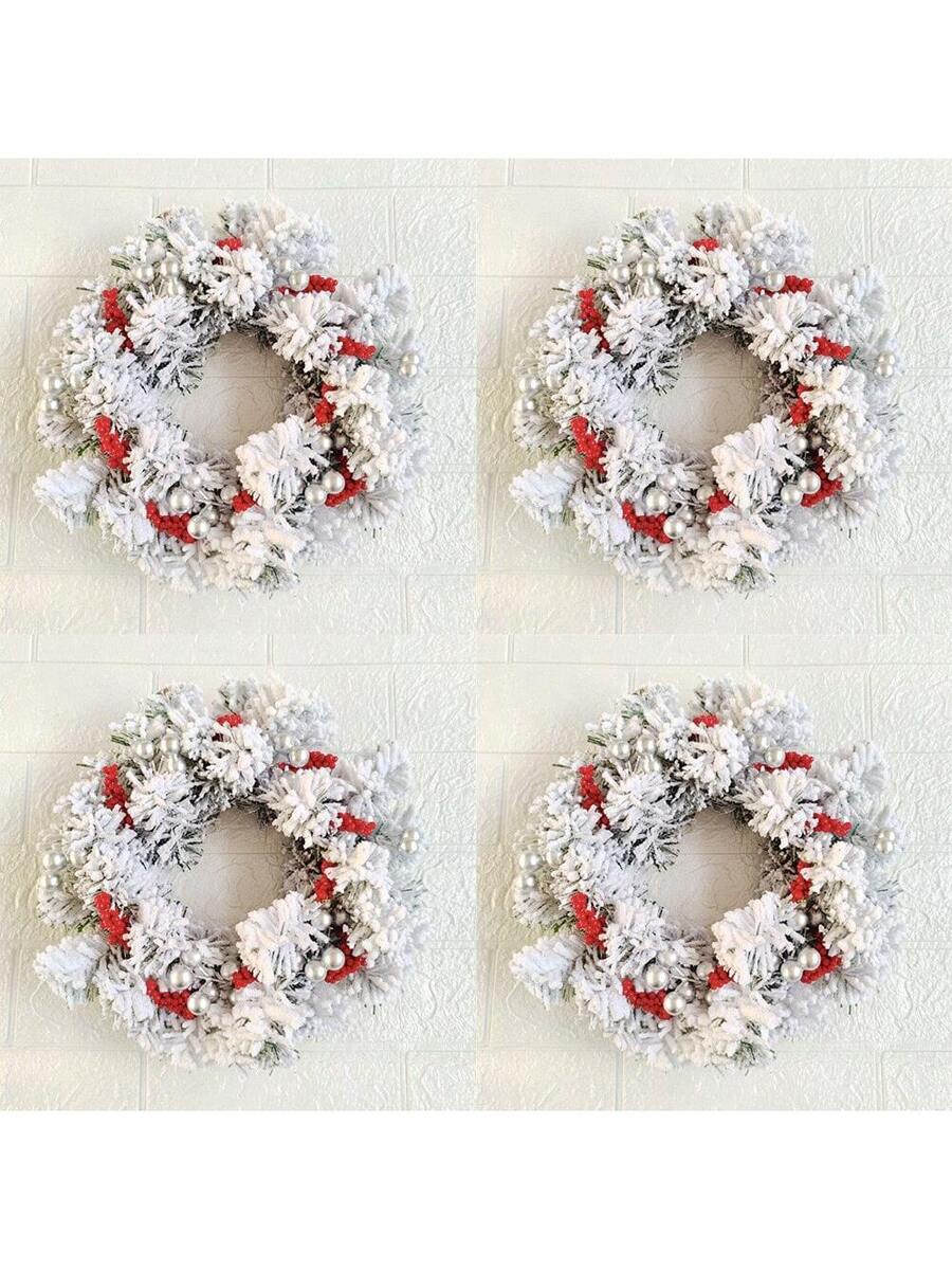 Christmas Candle Ring Holder with Red Flowers, Gold Berries & Greenery, Holiday Table Centerpiece