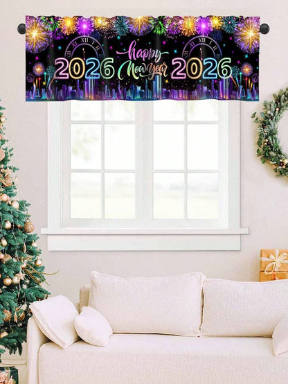 Santa Claus & Snowman Christmas Curtain Valance, 1–2 Piece Polyester Window Decor with Rod Pocket for Kitchen, Living Room or Bedroom