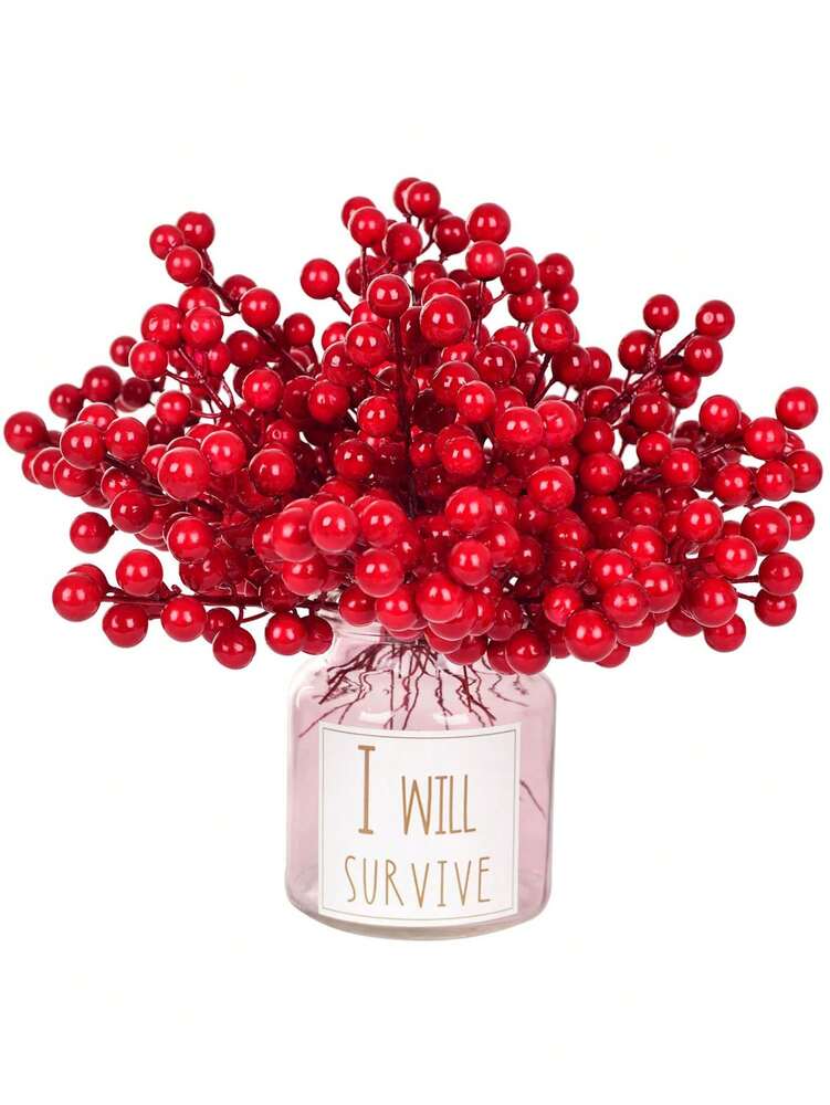 30/20/10/1pcs Artificial Red Berry Stems, Decorative Pip Berry Sprays for DIY Wreaths, Christmas Ornaments, and Winter Floral Arrangements
