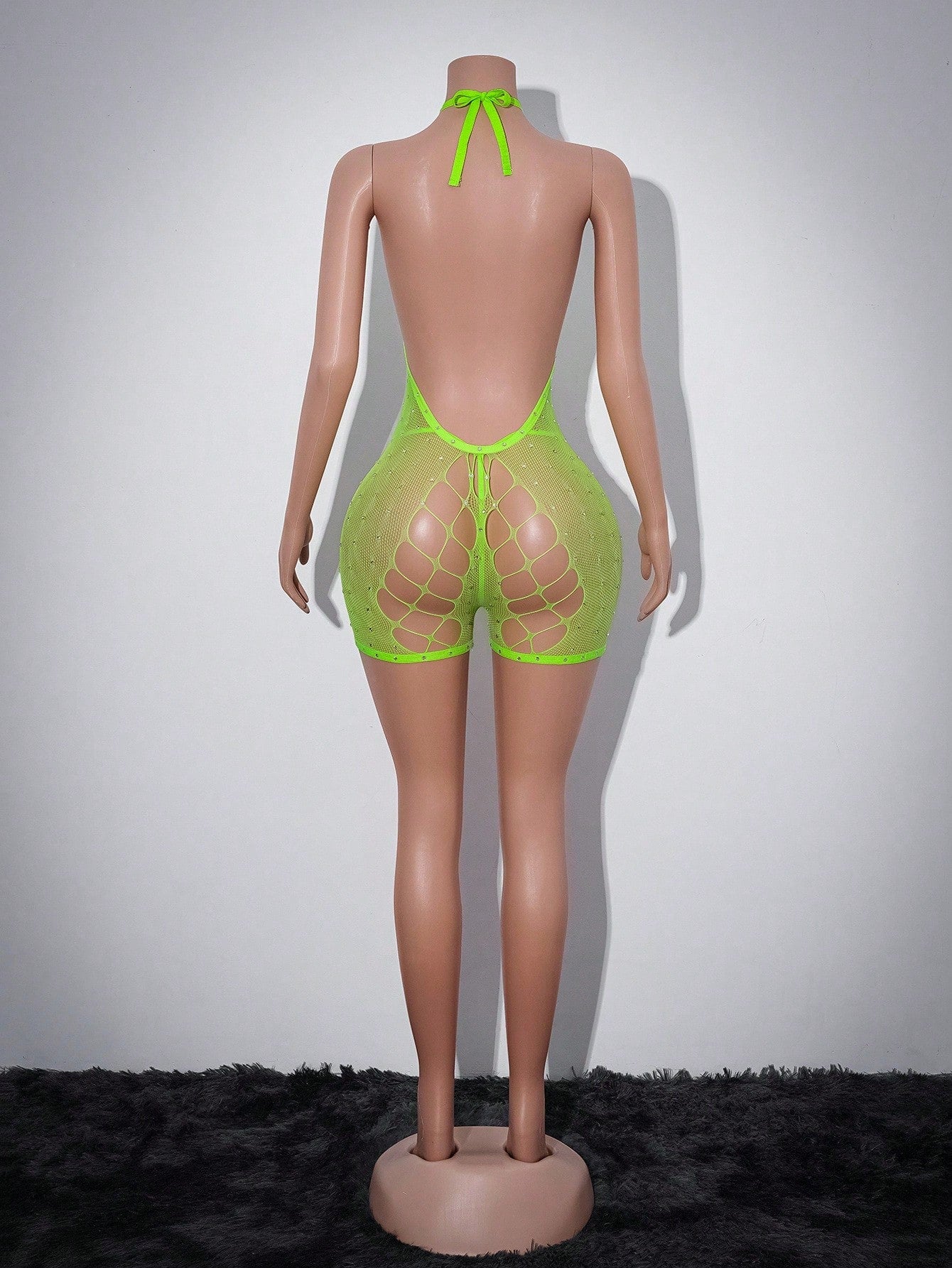 2-Piece Rhinestone Criss-Cross Seamless Hollow-Out Y2K Sexy Bodysuit