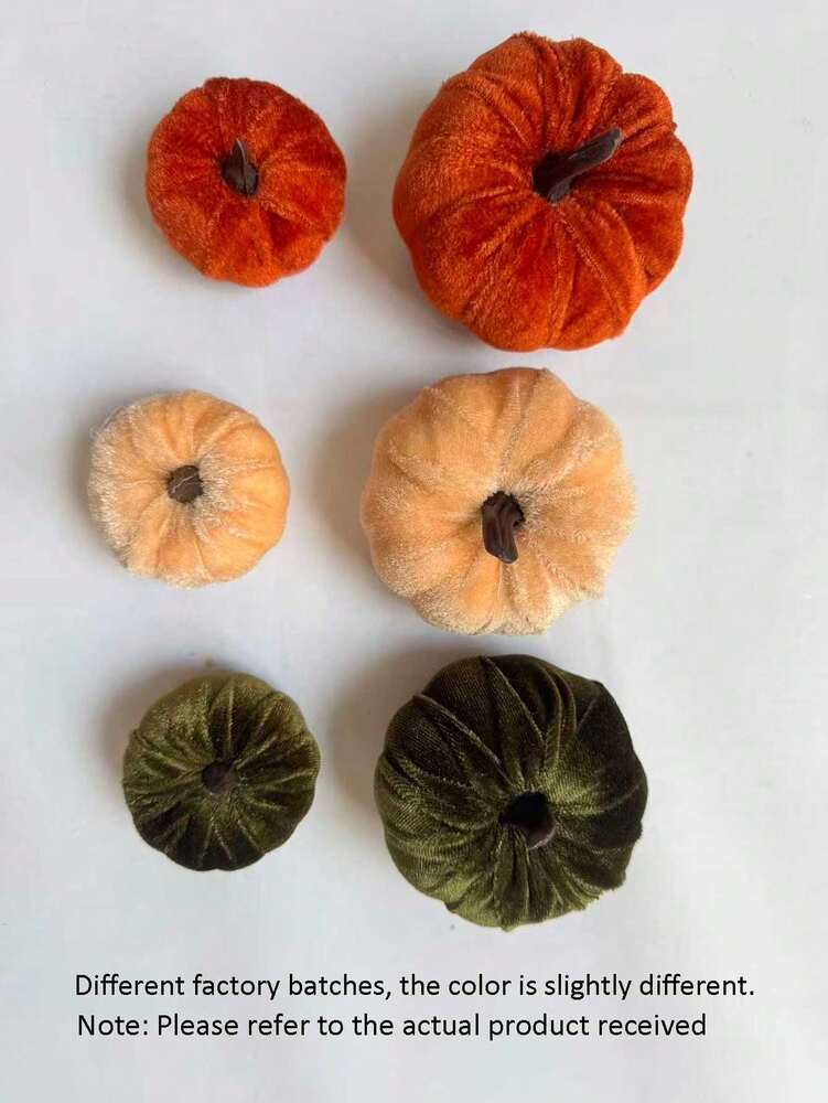 6pcs Faux Velvet Fabric Pumpkins, Elegant Fall Decorations for Home, Perfect for Thanksgiving Centerpieces, Weddings, or Farmhouse Table Displays