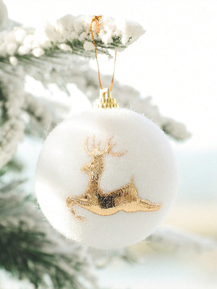 6pcs Christmas Snowball Hanging Ornaments, White and Gold Snowflake Design, Soft Foam Baubles for Christmas Trees, Parties, and Winter Fireplace Decor