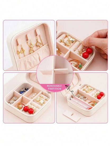 Custom Initial Travel Jewelry Organizer Box, Compact Case for Rings, Necklaces & Earrings