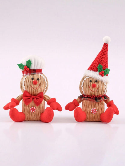 Gingerbread Man Christmas Decorations, Two Adorable Styles for Tabletop or Fireplace Display, Festive Holiday Ornaments for Home Decor