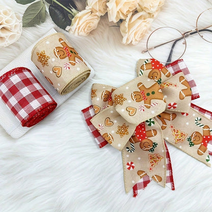 1–2 Rolls Wired Red and Burlap Christmas Ribbon, 2.5-Inch Wide Decorative Bow Ribbon for Wreaths, DIY Crafts, Gift Wrapping, and Home Holiday Decor