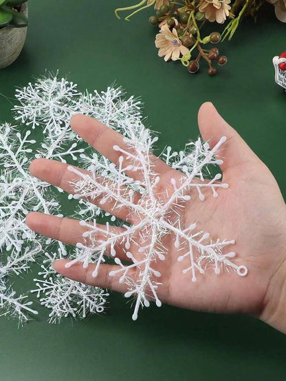 30pcs Artificial White Snowflake Christmas Tree Decorations, Hanging Winter Ornaments for Christmas Trees & Holiday Home Decor
