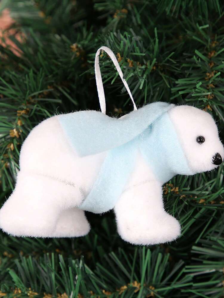 White Polar Bear Christmas Tree Ornament, Cute Hanging Pendant for Home or Office, Adorable Small Holiday Decoration for Kids and Family