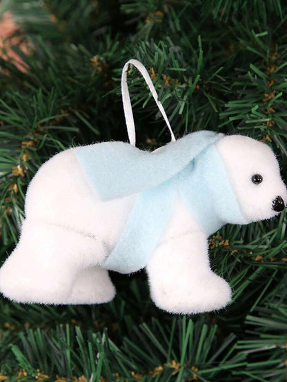 White Polar Bear Christmas Tree Ornament, Cute Hanging Pendant for Home or Office, Adorable Small Holiday Decoration for Kids and Family
