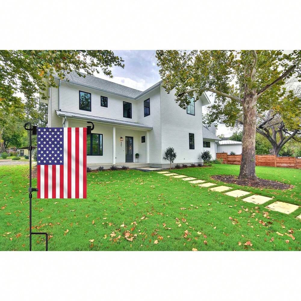 Garden Flag Stand Holder with Stopper and Clip, Powder-Coated Metal Pole for Outdoor Seasonal Flags, Weatherproof Yard and Lawn Decoration Display