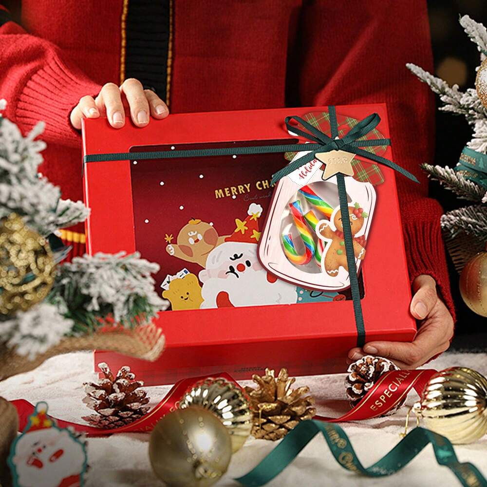 48-Pack Christmas Mason Jar Card and Treat Bag Set, Cute Holiday Party Favors for Classroom Activities, Gift Exchange, and Xmas Stocking Stuffers